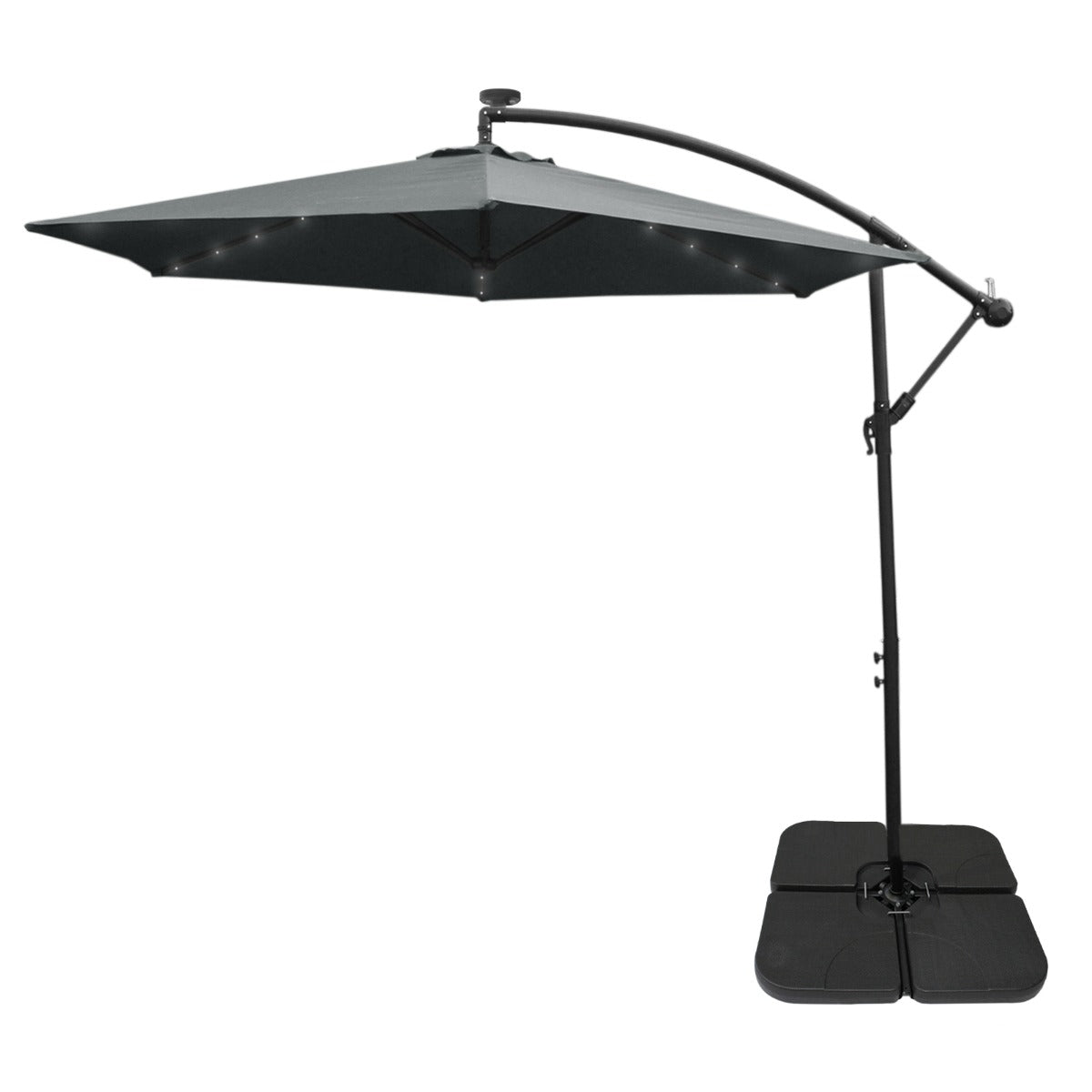 Grey 3m LED Cantilever Parasol & Plain Base