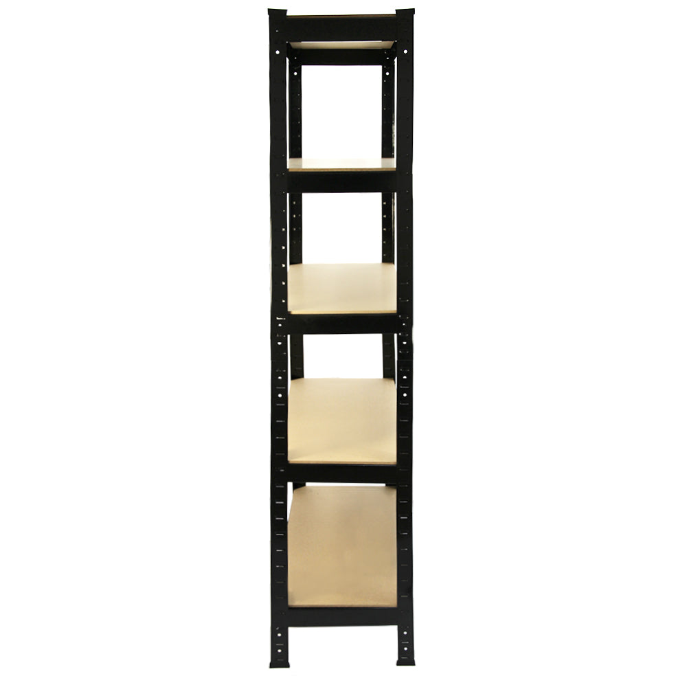 Heavy-duty black shelving unit with five sturdy beige shelves, ideal for storage and organization in various spaces, 75cm wide and 30cm deep
