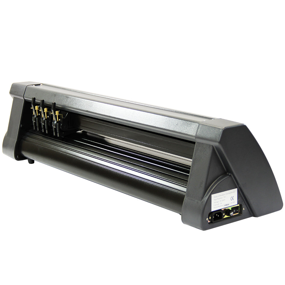 PixMax 38cm vinyl cutter with a sleek black design, featuring multiple cutting blades and a sturdy, compact build for precision crafting