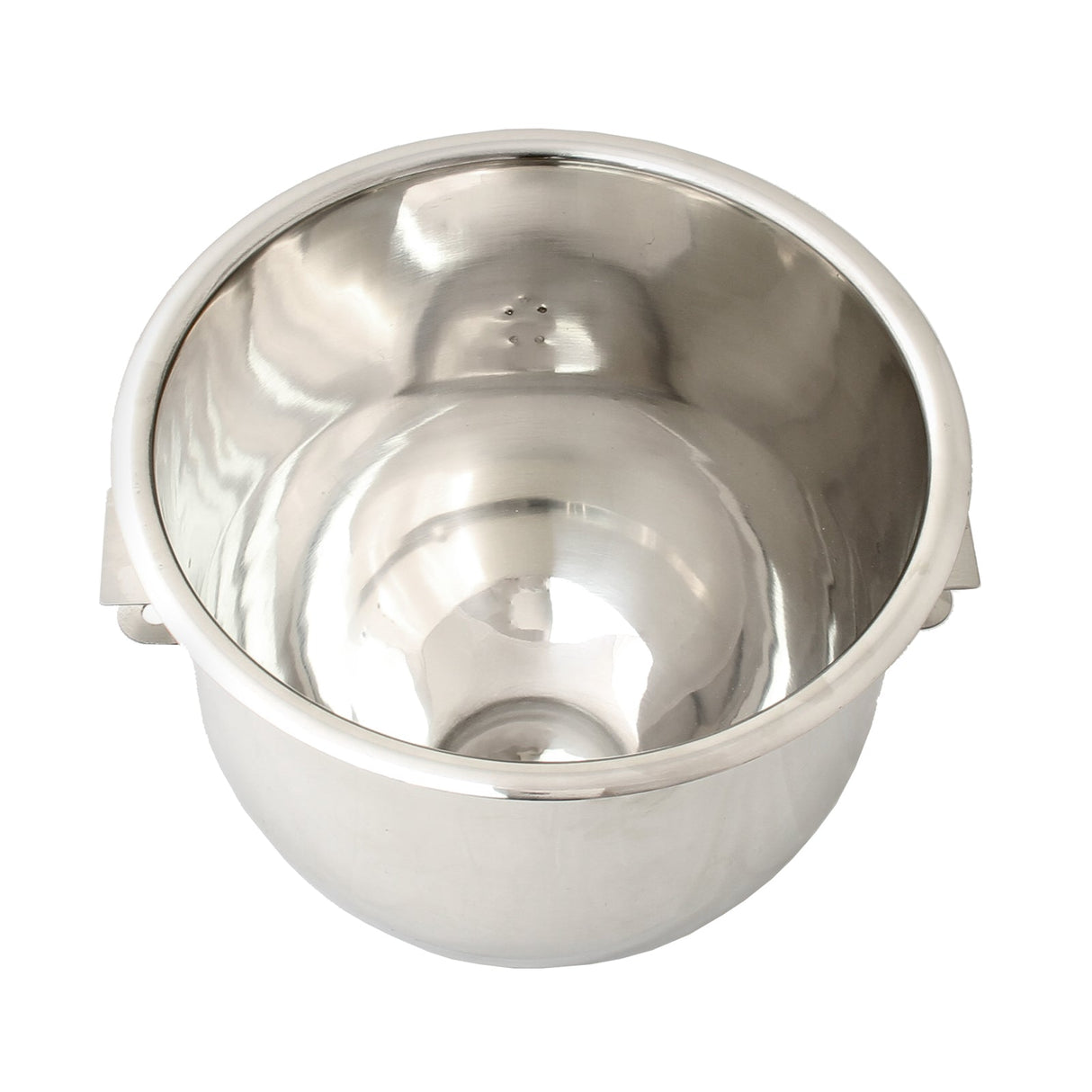 Shiny stainless steel mixing bowl with a smooth, reflective surface, designed for a 20L commercial planetary food mixer