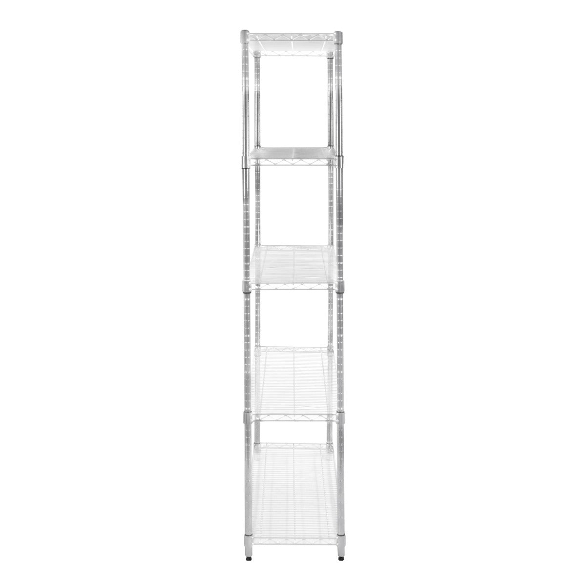 Sturdy, chrome-finished wire racking unit with four spacious shelves, measuring 35cm x 90cm x 180cm, ideal for storage and organization