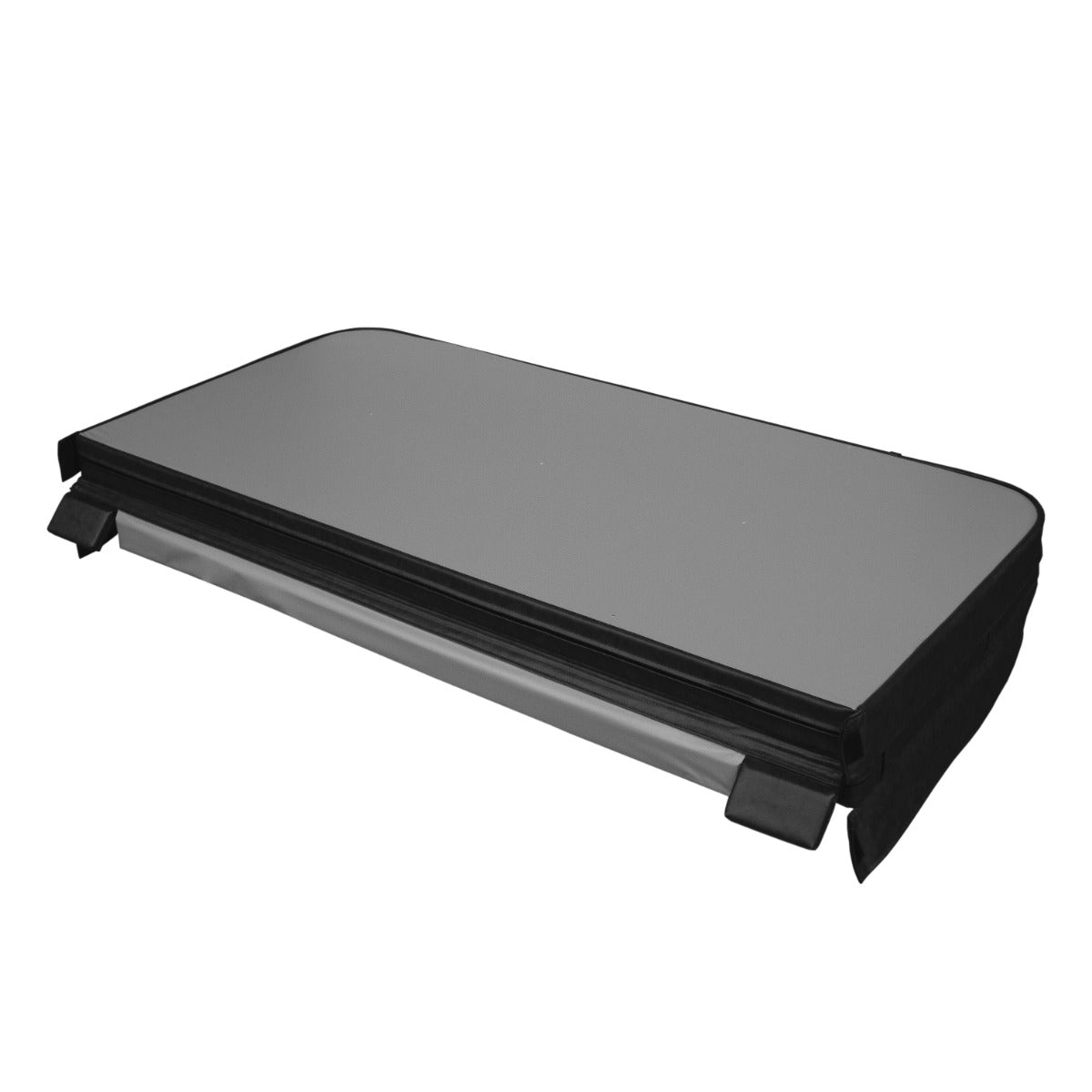 Black 2m hot tub spa cover with a smooth, durable surface and secure fastening edges, designed for optimal insulation and protection