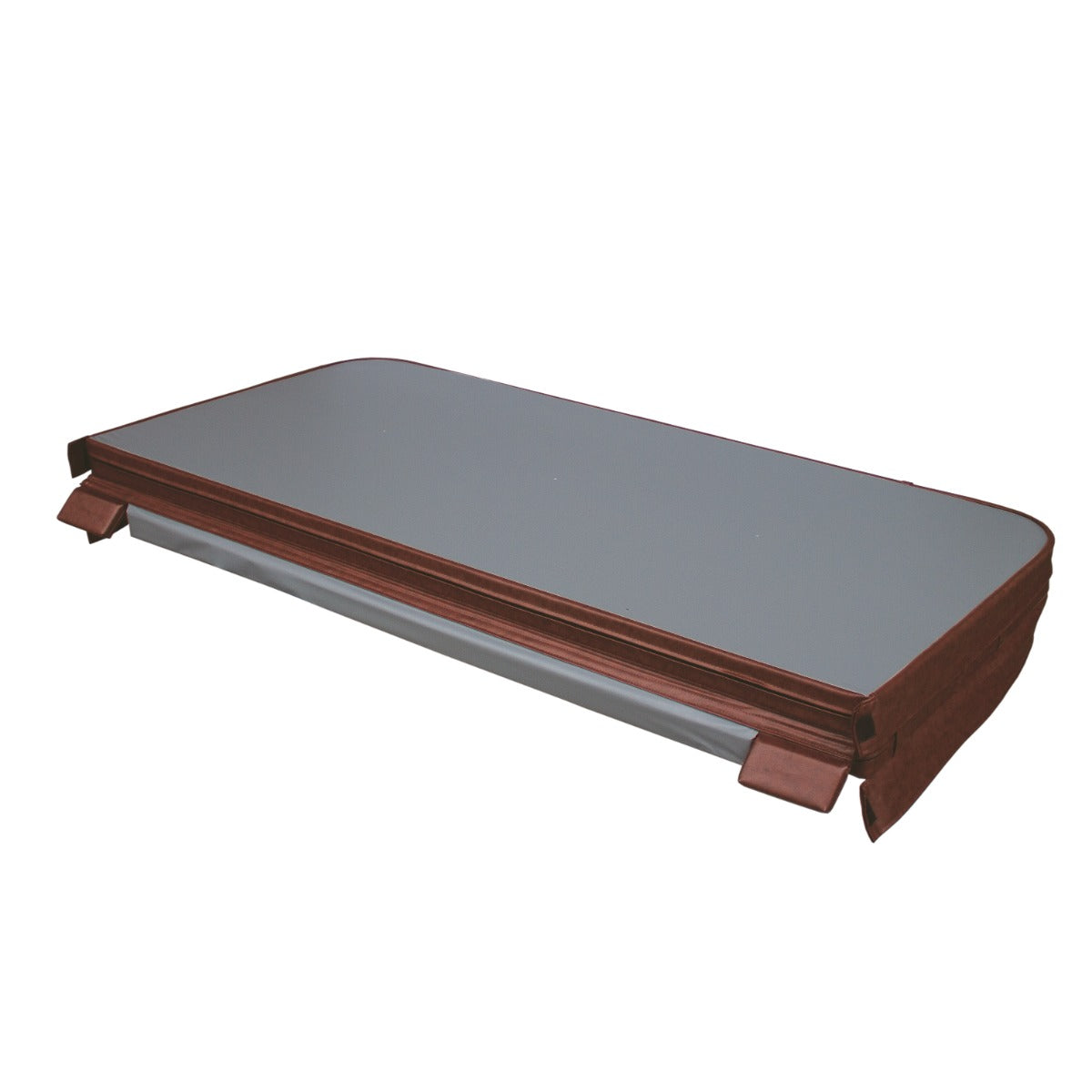 Brown 2.2m hot tub spa cover with a smooth, durable surface and secure fastening edges, designed for optimal insulation and protection