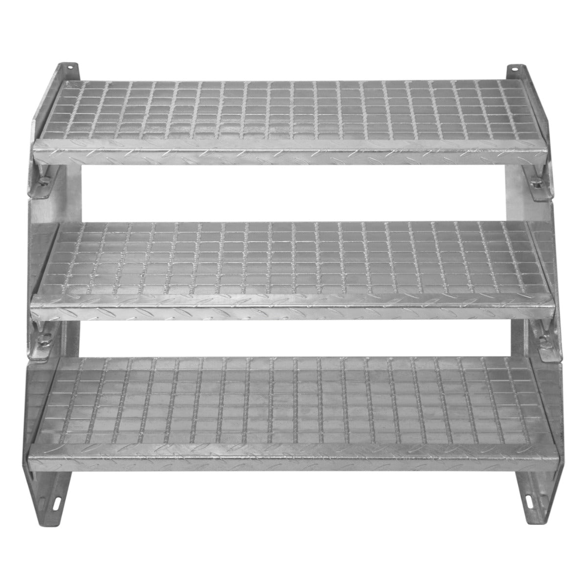 Galvanised adjustable staircase with two sections, featuring a textured, non-slip surface and sturdy metal construction, 900mm wide