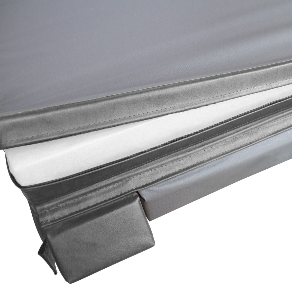 Grey 2.2m hot tub spa cover featuring a durable, smooth surface and reinforced edges for optimal insulation and protection