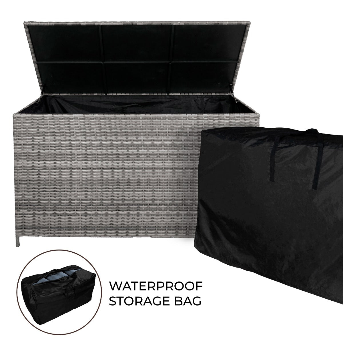 Rattan Cushion Storage Box 582L - Grey