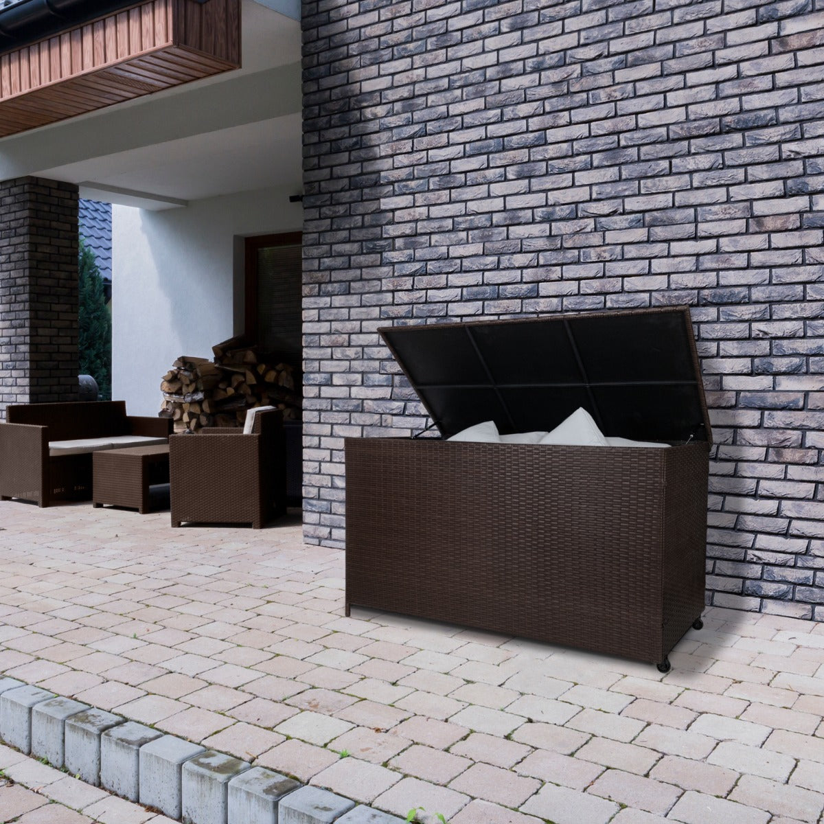 Rattan Cushion Storage Box 582L - Brown