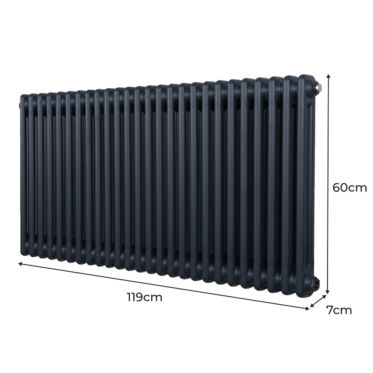 Traditional 2 Column Radiator - 600 x 1192mm - Anthracite Grey