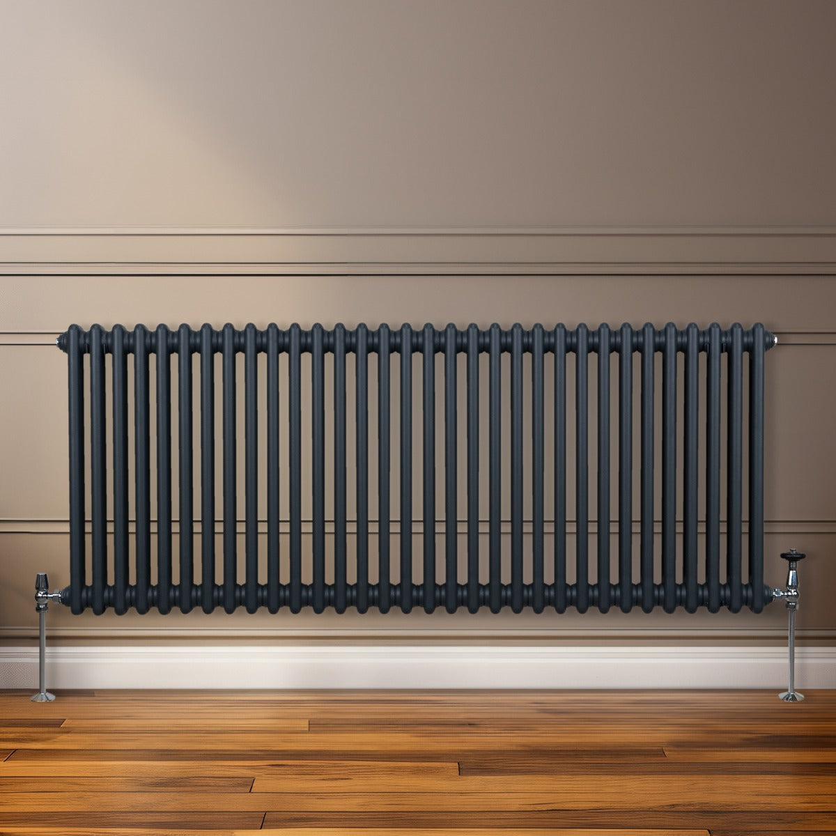Traditional 2 Column Radiator - 600 x 1462mm - Anthracite Grey