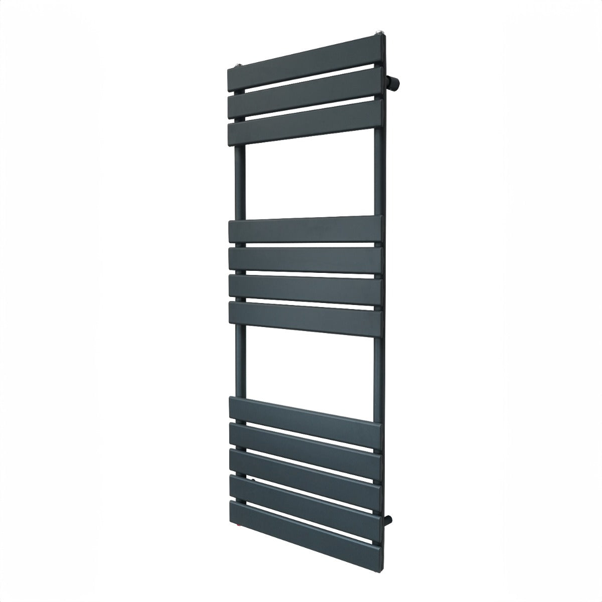 Anthracite grey flat panel towel radiator, 1200mm x 450mm, featuring sleek horizontal bars and a modern minimalist design