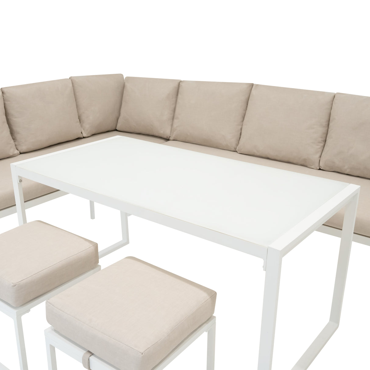 Aluminium Corner Sofa Set - White