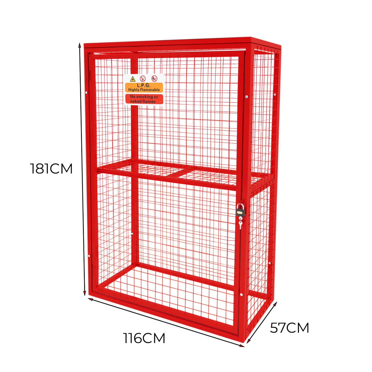 Red Gas Bottle Collapsible Mesh Cage – 181cm x 116cm x 57cm