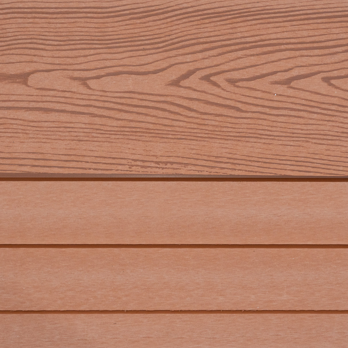 Brown composite panel gate featuring a wood grain texture with horizontal lines, ideal for outdoor fencing and privacy solutions