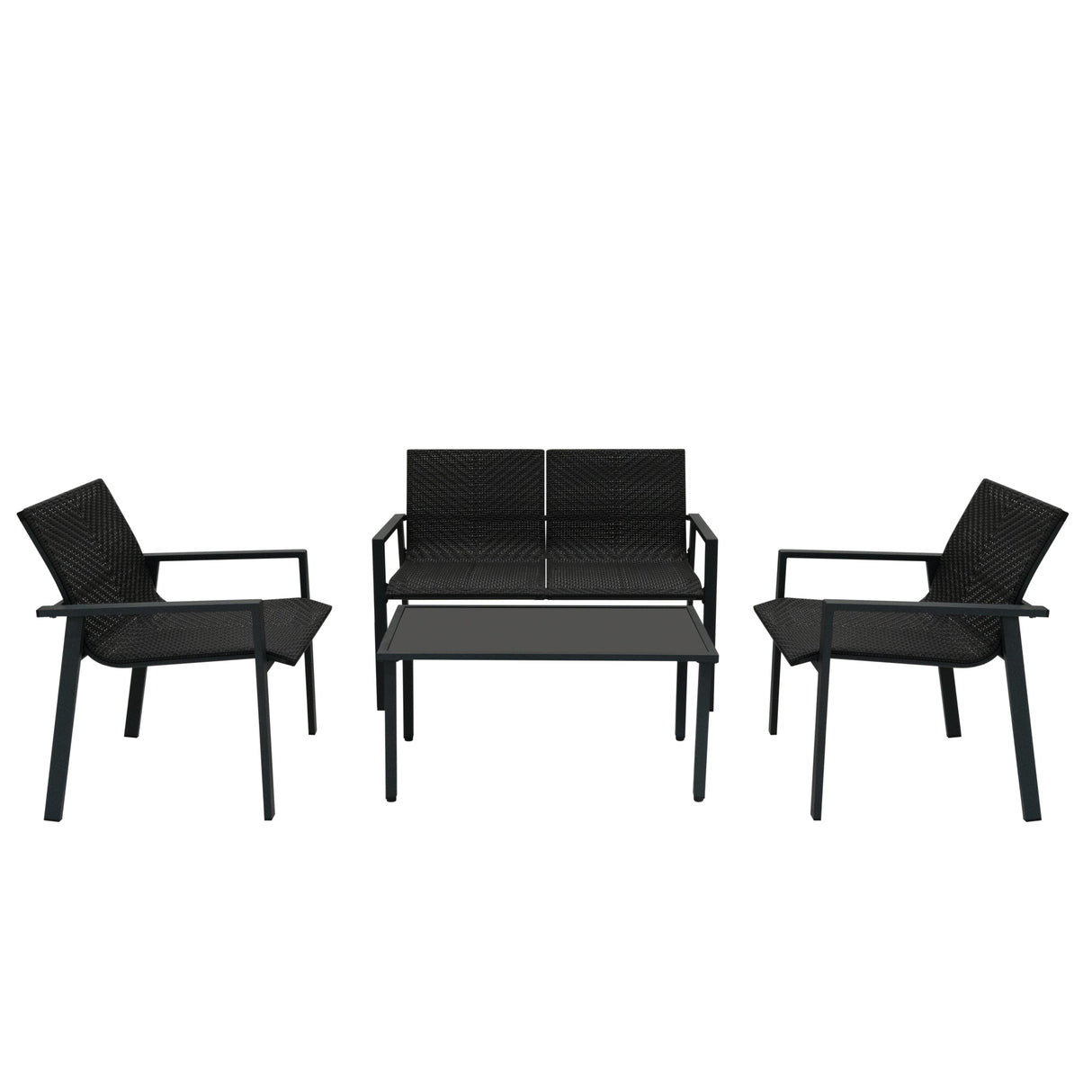 Rattan Patio Furniture Set - Black