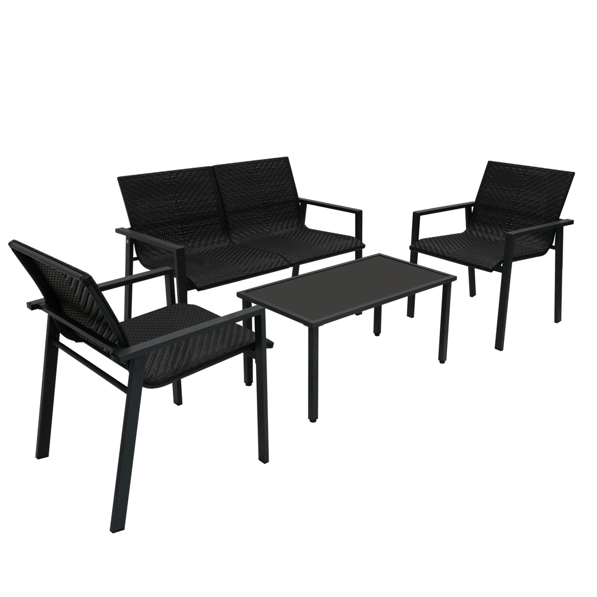 Rattan Patio Furniture Set - Black