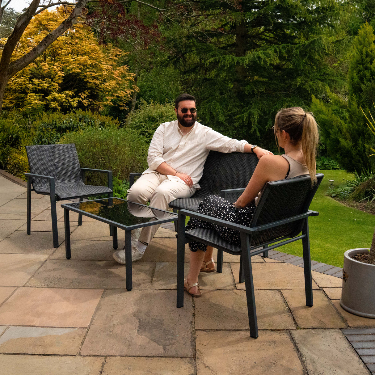 Rattan Patio Furniture Set - Black