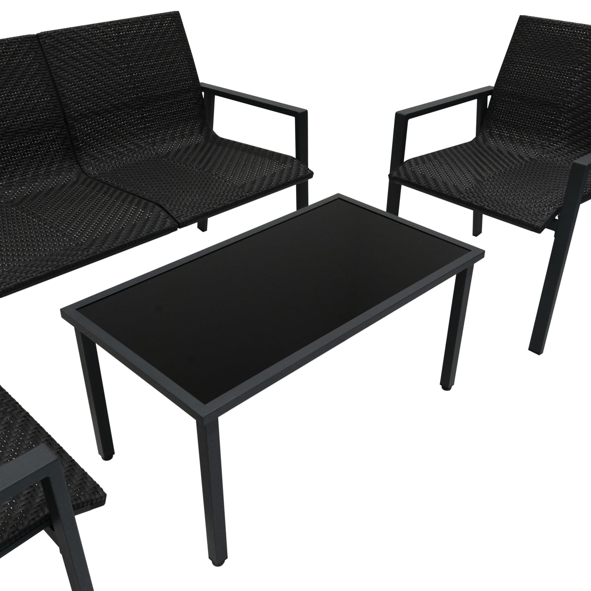 Rattan Patio Furniture Set - Black