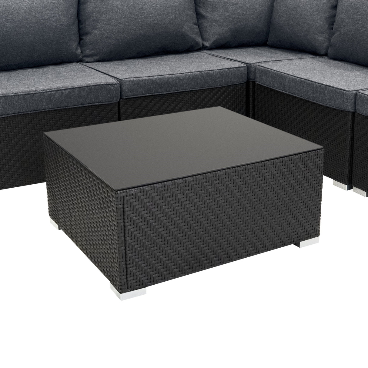 Rattan Modular 7 Piece Furniture Set - Black