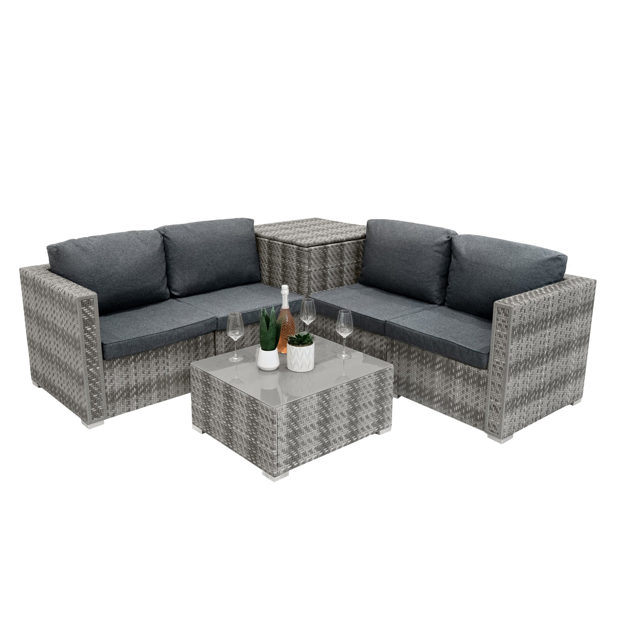 Rattan Modular 6 Piece Furniture Set – Grey