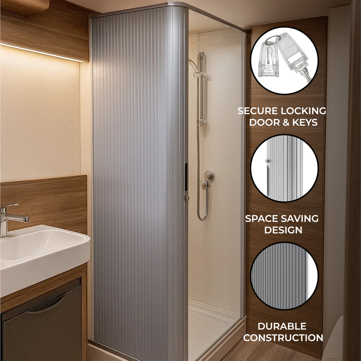 Tambour Shower Door – Silver