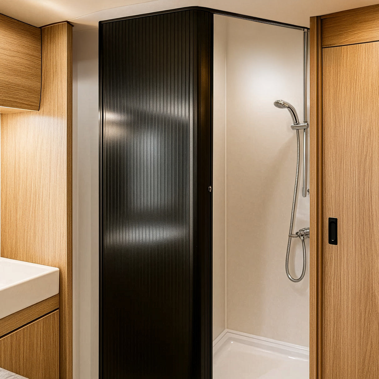 Tambour Shower Door – Black