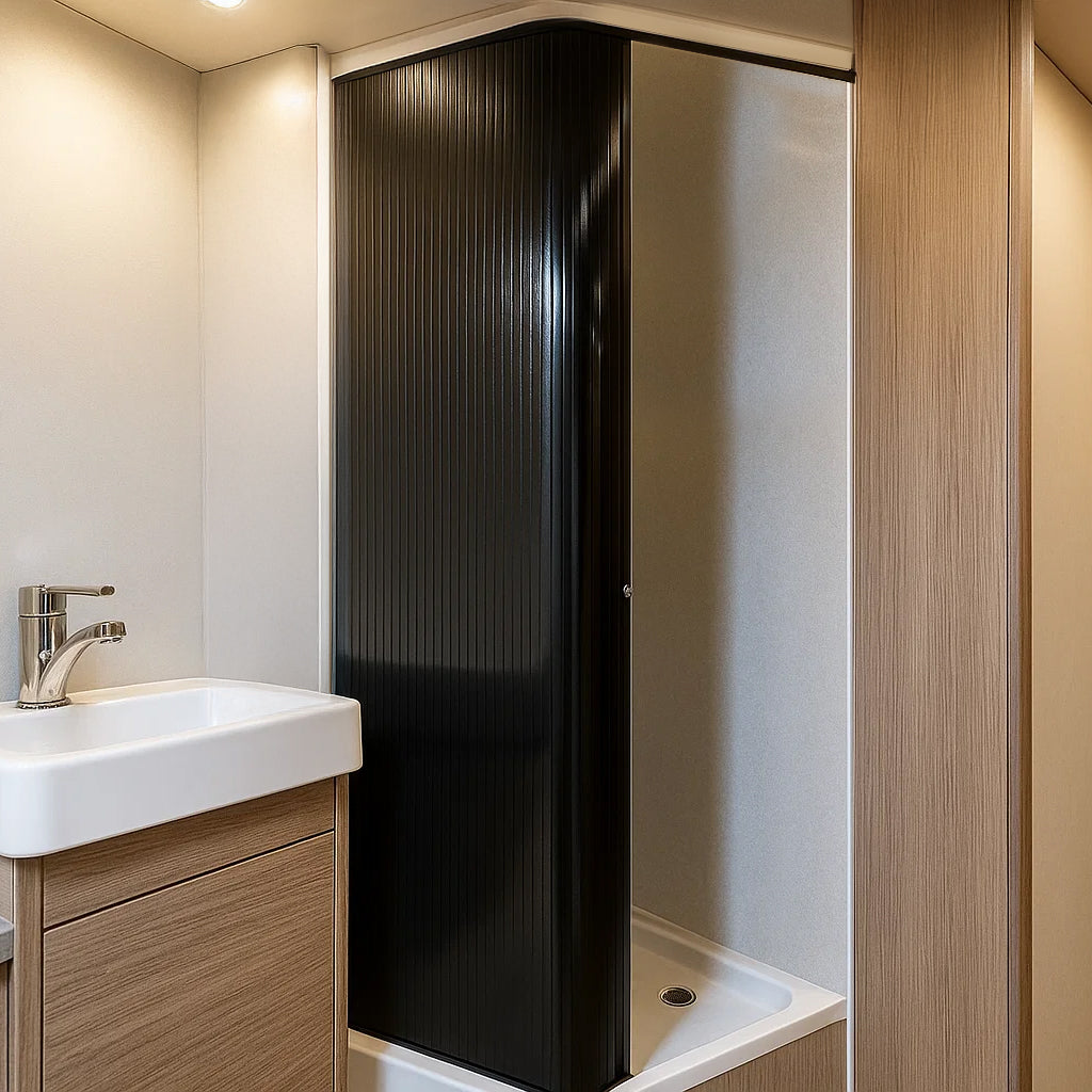 Tambour Shower Door – Black