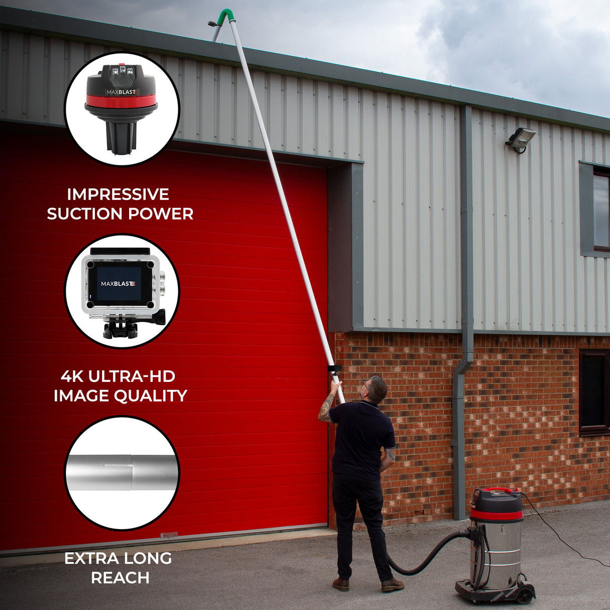 80L Wet & Dry Vacuum, Gutter Vacuum Poles & Camera