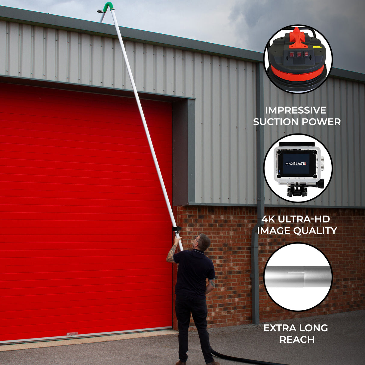 90L Wet & Dry Vacuum, Gutter Vacuum Poles, 5m Hose & Camera