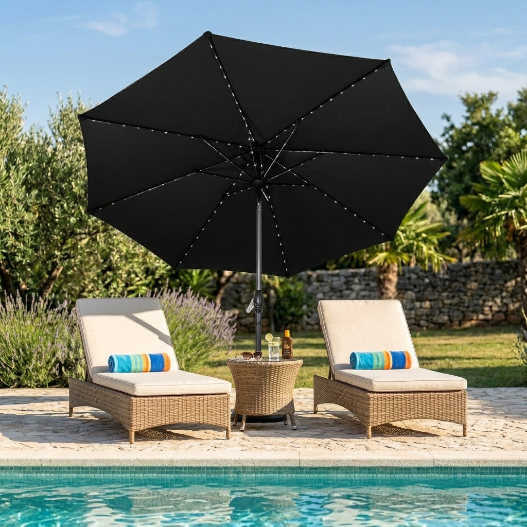 LED Tilt Parasol 2.7m – Black