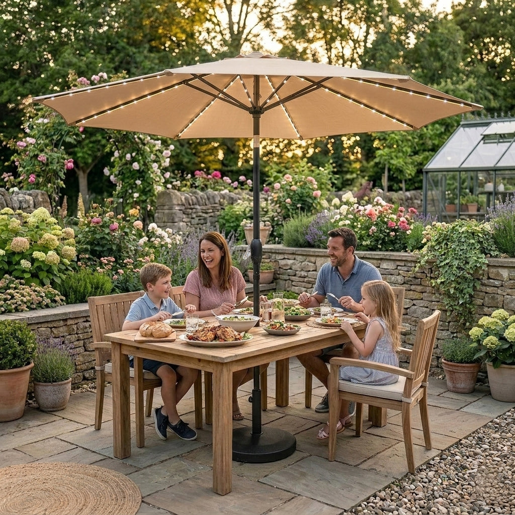 LED Tilt Parasol 2.7m – Beige