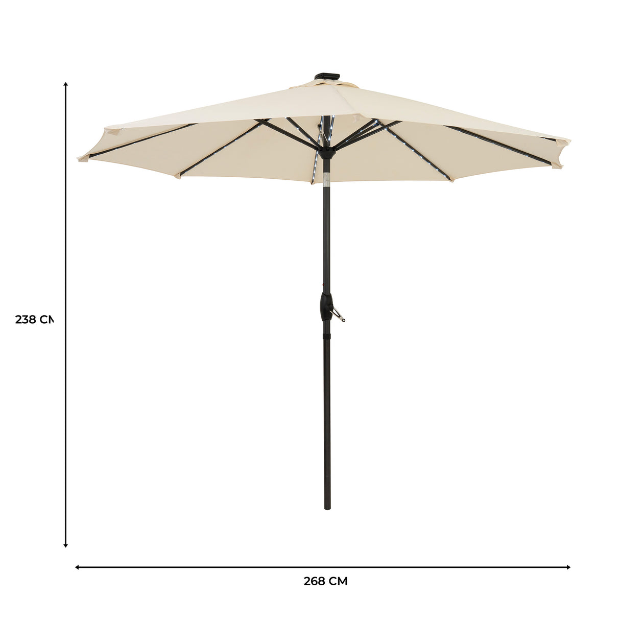 LED Tilt Parasol 2.7m – Cream