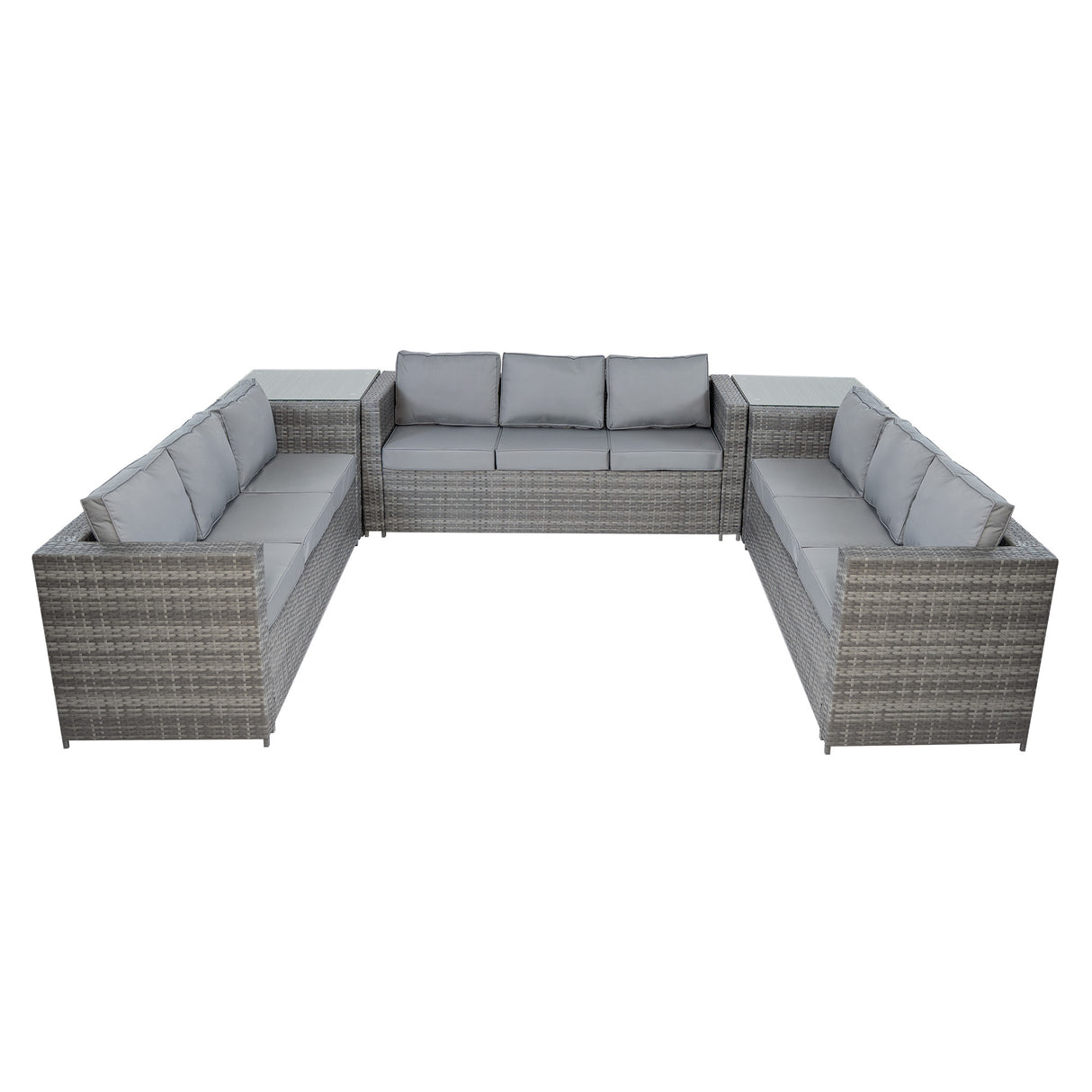 11 Seater Rattan Furniture Set With Firepit – Grey