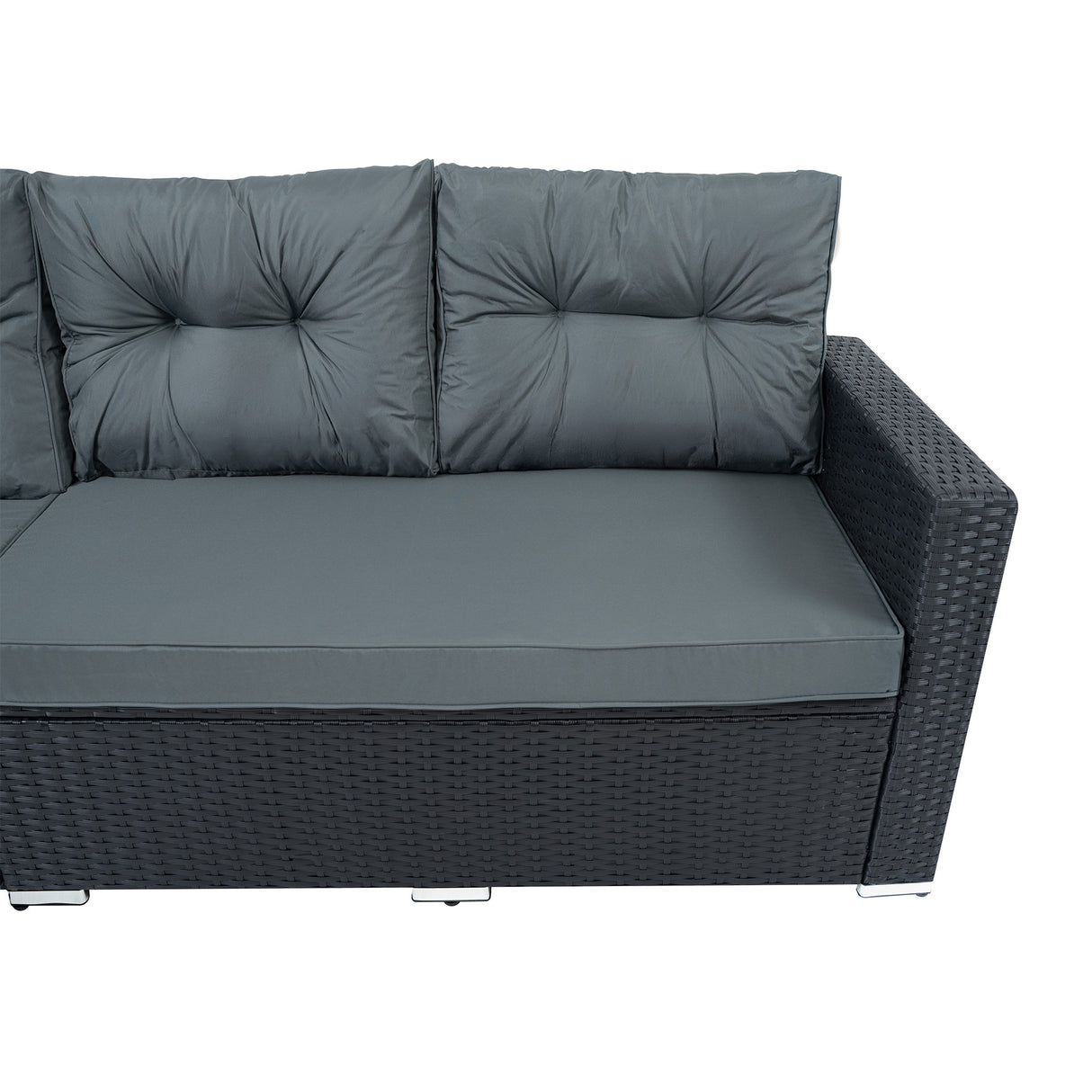Rattan Corner Set With Composite Table – Black