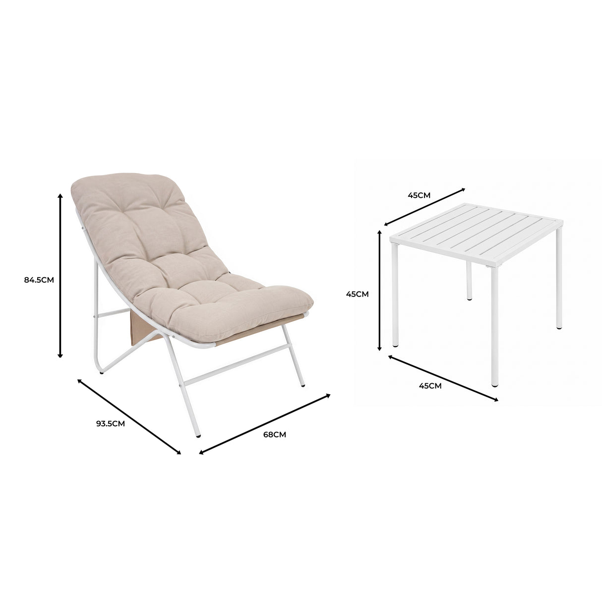 3 Piece Bistro Set - Cream