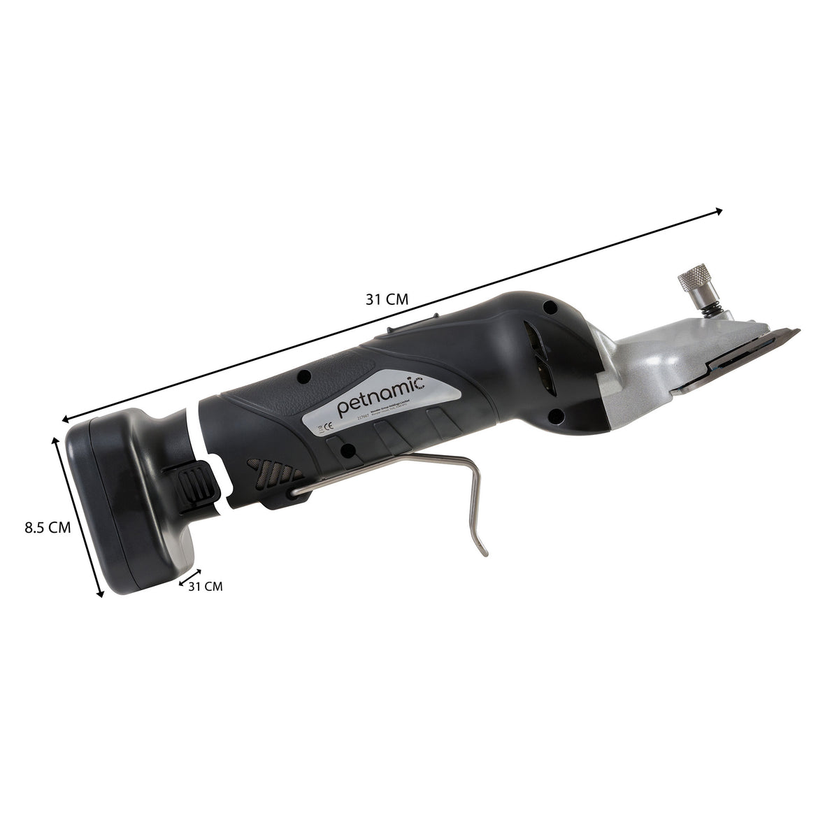 Cordless black horse clippers with a sleek design, ergonomic grip, and stainless steel blade for efficient grooming and trimming