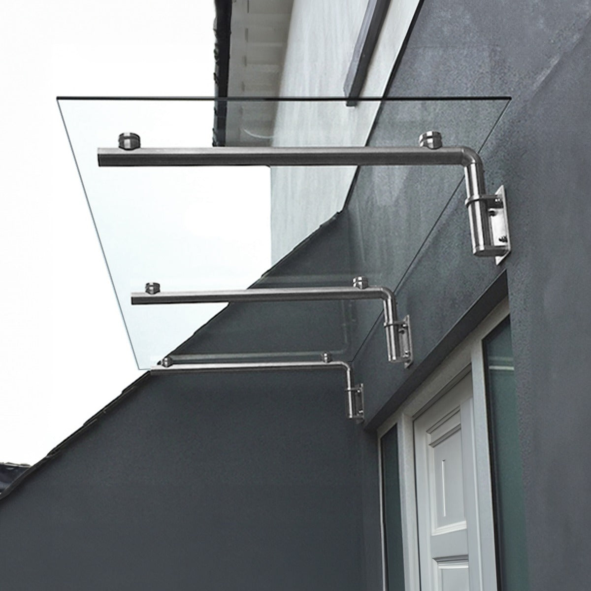 MonsterShop Glass Door Canopy & Brackets, 180cm W, 80cm D