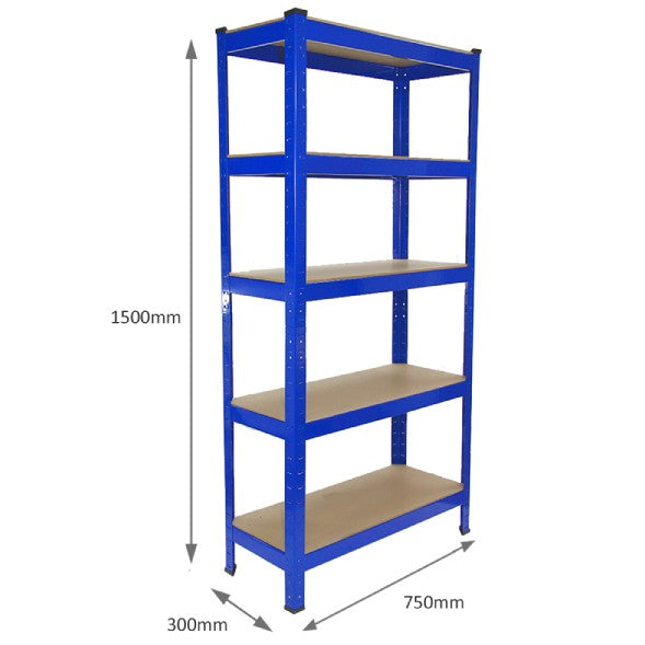 2 x T-RAX Blue Metal Racking Units 75cm x 150cm x 30cm