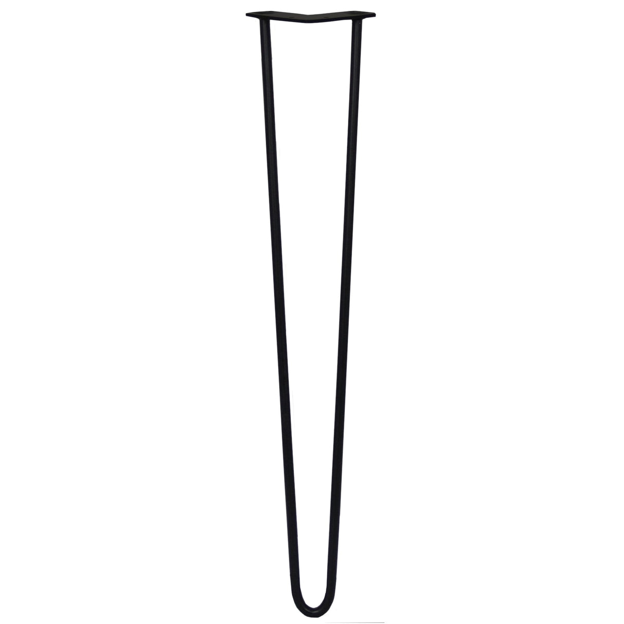 Black 28-inch hairpin legs with a sleek 2-prong design, made from durable 12mm steel, ideal for modern furniture projects