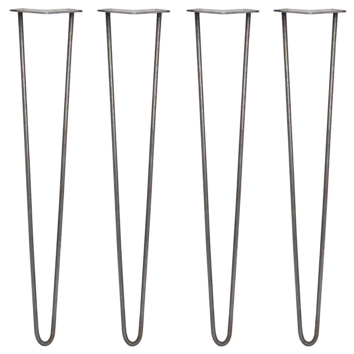 4 x 28" Hairpin Legs - 2 Prong - 10mm - Raw Steel