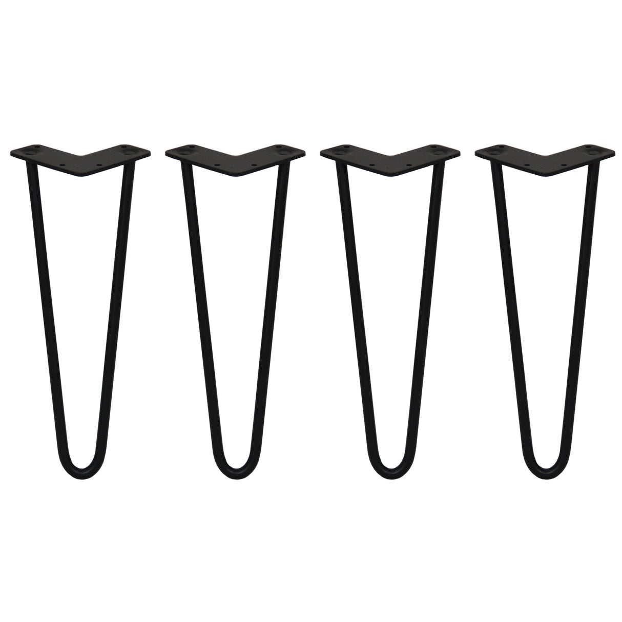 4 x 14" Hairpin Legs - 2 Prong - 12mm - Black