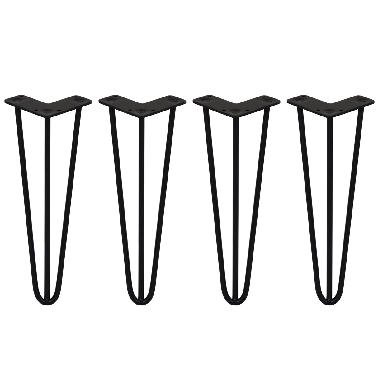4 x 14" Hairpin Legs - 3 Prong - 10mm - Black