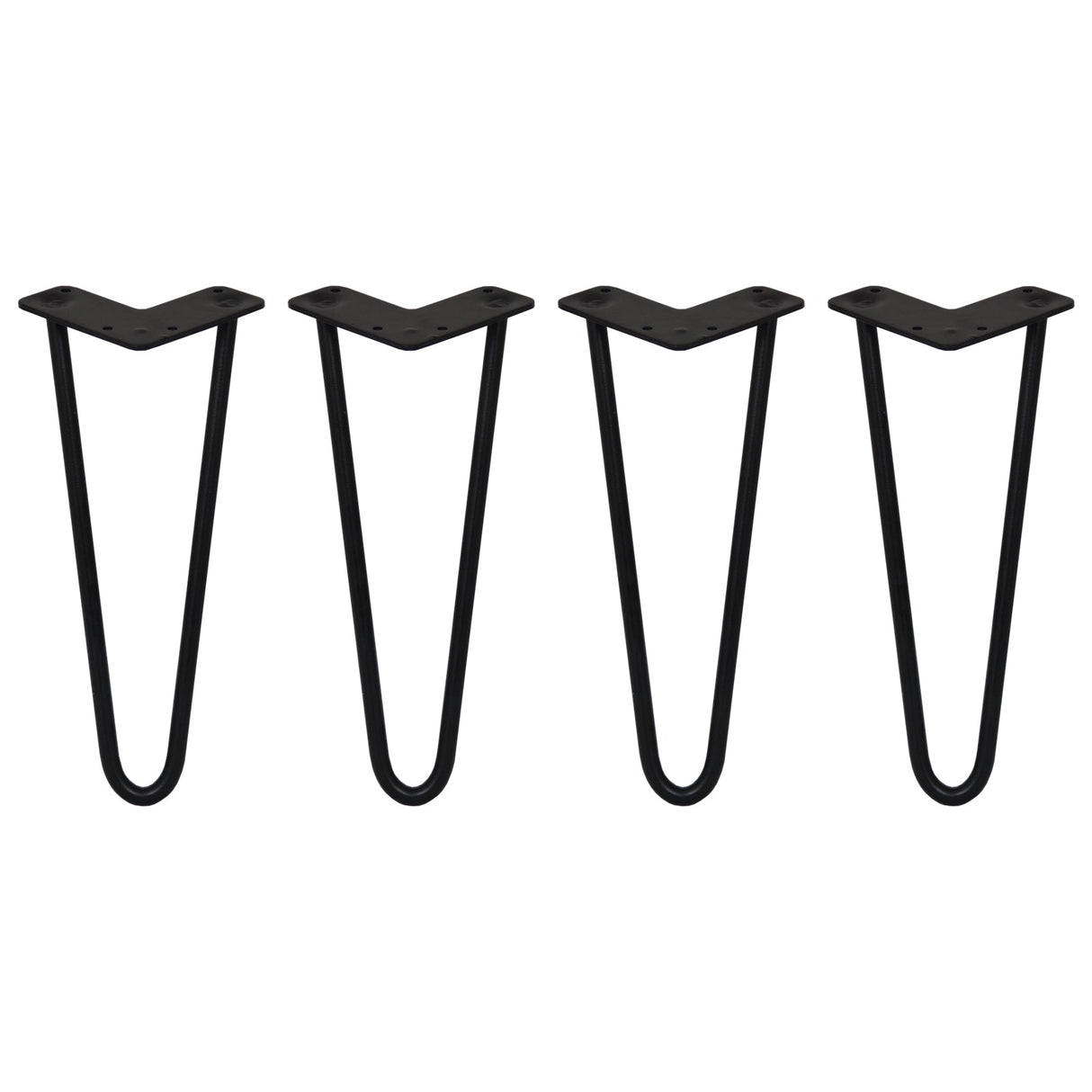 4 x 12" Hairpin Legs - 2 Prong - 12mm - Black