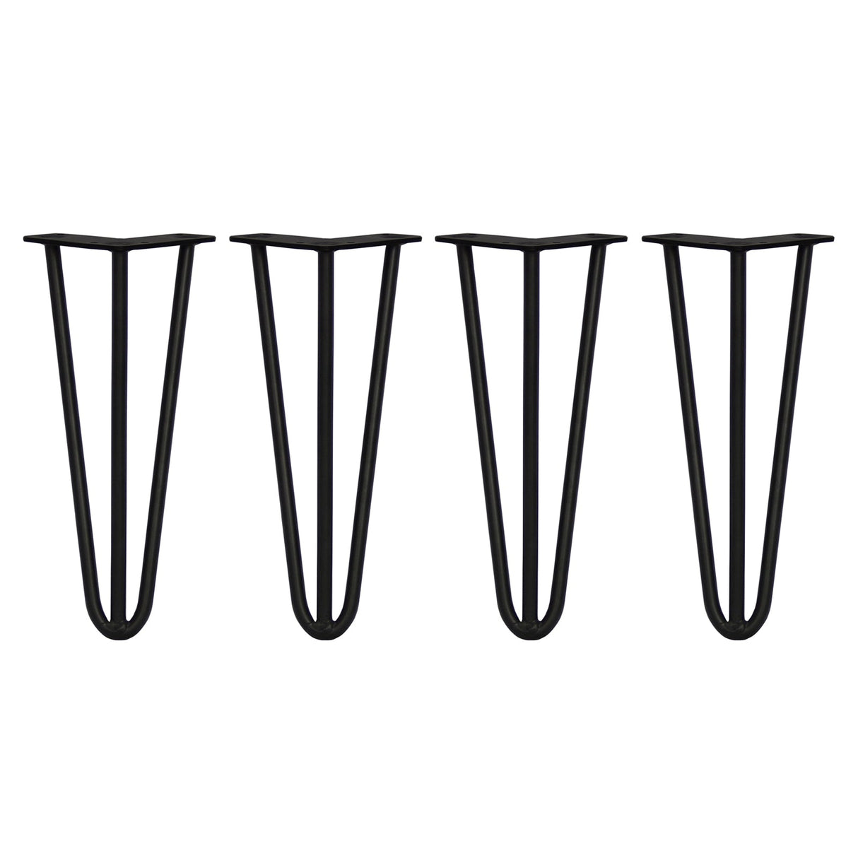 4 x 12" Hairpin Legs - 3 Prong - 12mm - Black