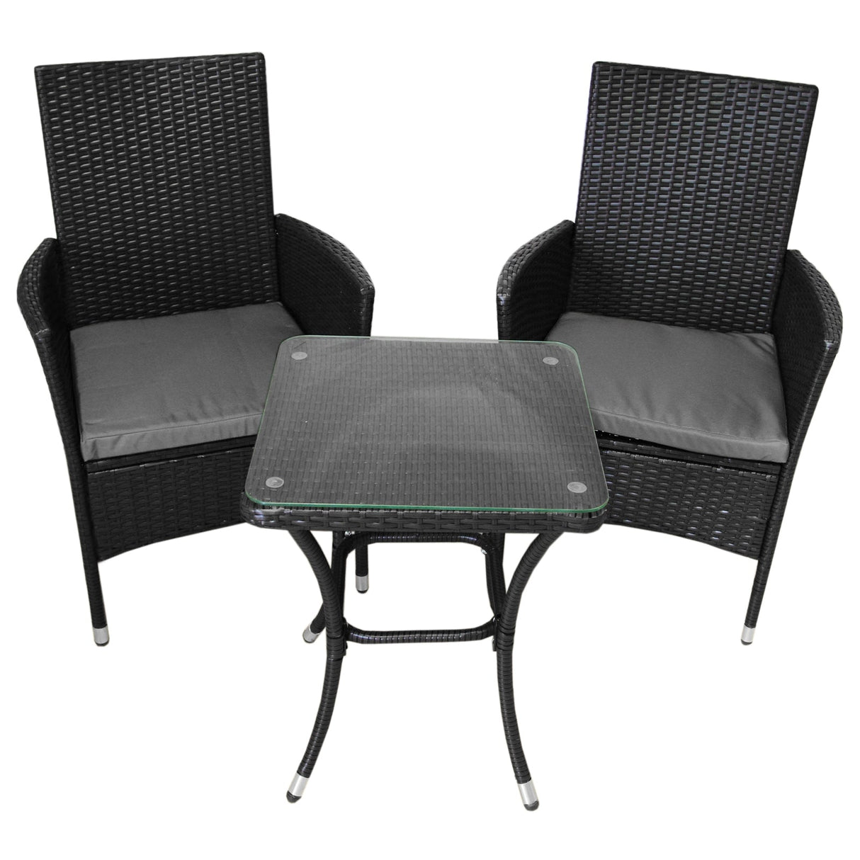 Jardí Rattan Bistro Set Black