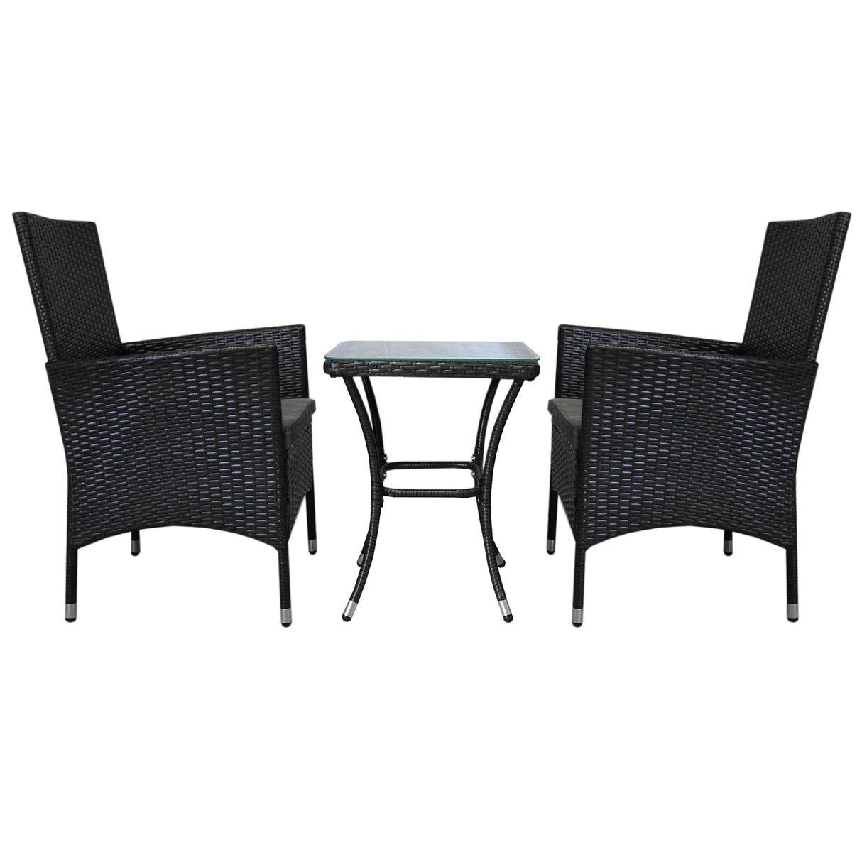 Jardí Rattan Bistro Set Black
