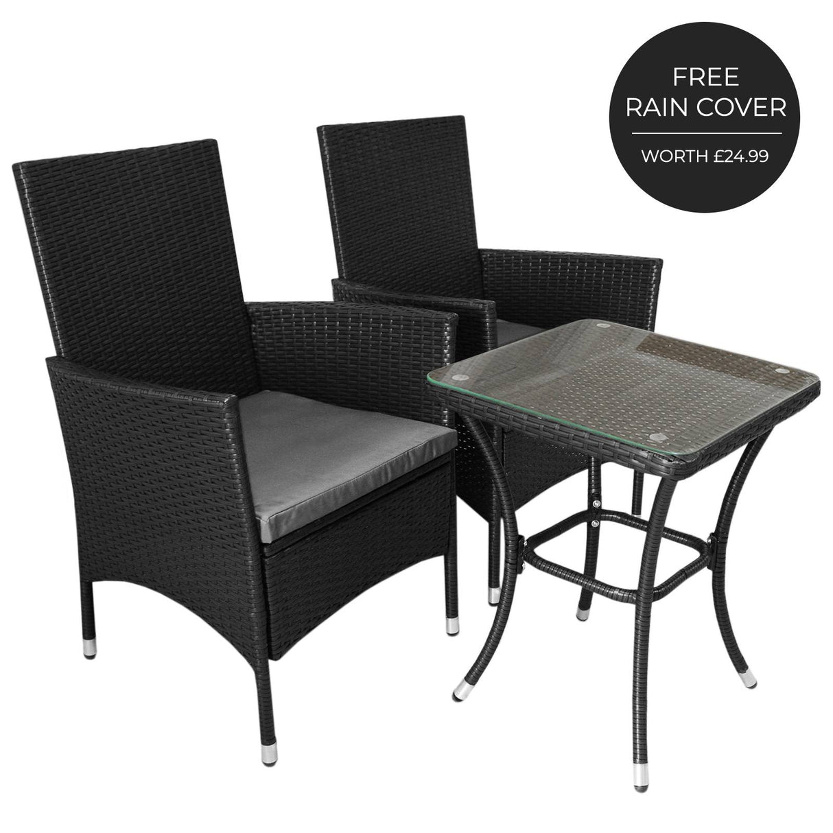 Jardí Rattan Bistro Set Black