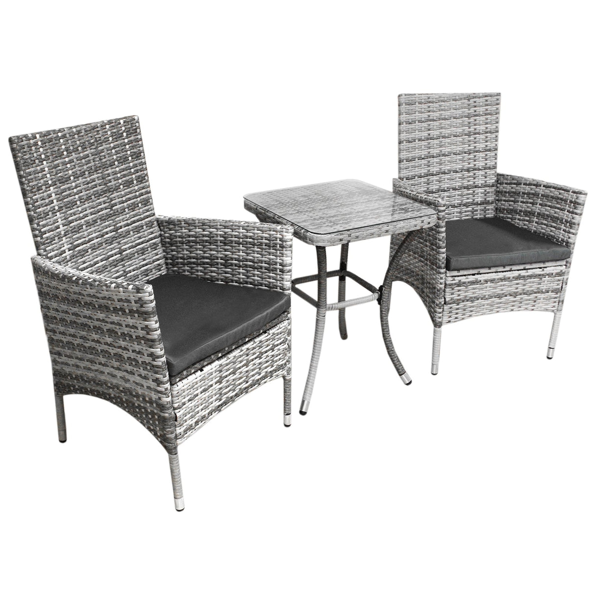 Jardí Rattan Bistro Set Light Grey