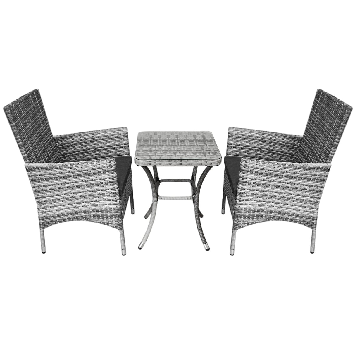 Jardí Rattan Bistro Set Light Grey