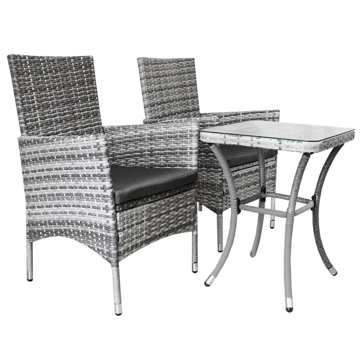 Jardí Rattan Bistro Set Light Grey