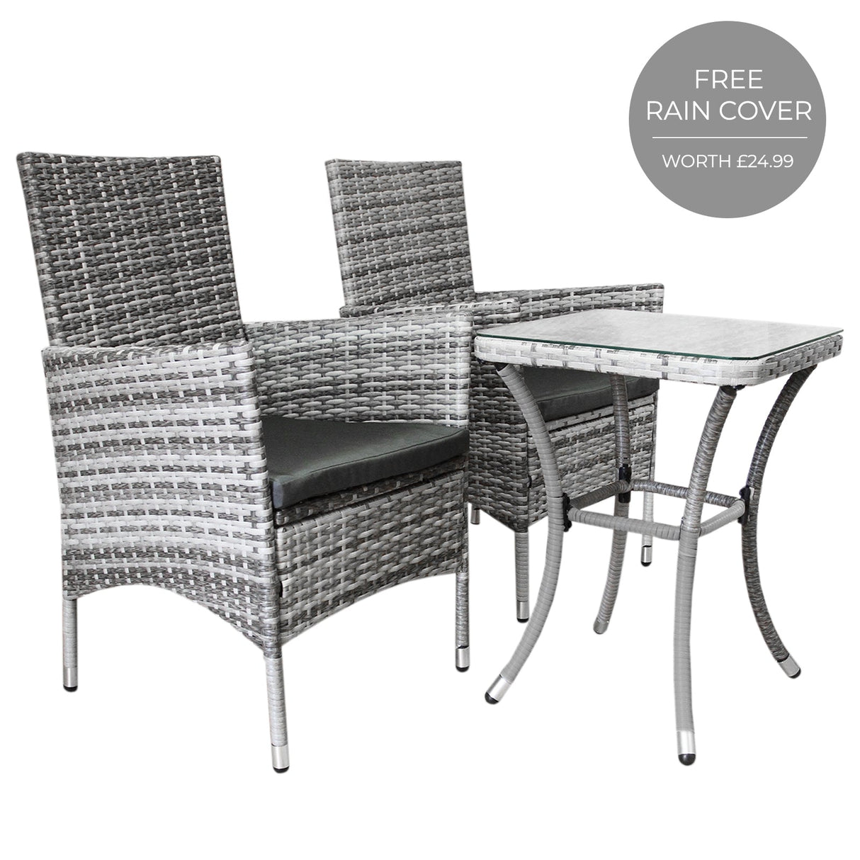 Jardí Rattan Bistro Set Light Grey